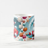 Surfing Santa Seashell Wave Classic Christmas Mug コーヒーマグカップ (中央)
