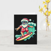 Surfing Santa Tropical Christmas Vacation Xmas In  カード (黄色い花)