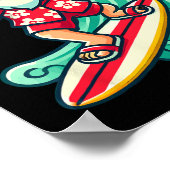 Surfing Santa Tropical Christmas Vacation Xmas In  ポスター (角)