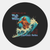 Surfing Savior Jesus Christ, The Master Of Waves  ラウンドシール (正面)