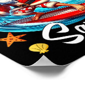 Surfing Squad Christmas In July Santa Hawaiian Fun ポスター (角)