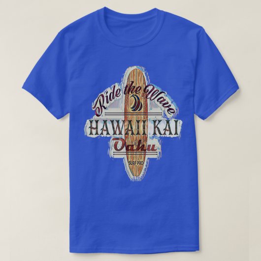 Surfing Surfboard Distressed Longboard Hawaii Kai  Tシャツ (デザイン正面)