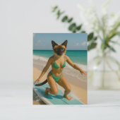 Surfing themed for Siamese Cat lovers ポストカード (スタンド正面)