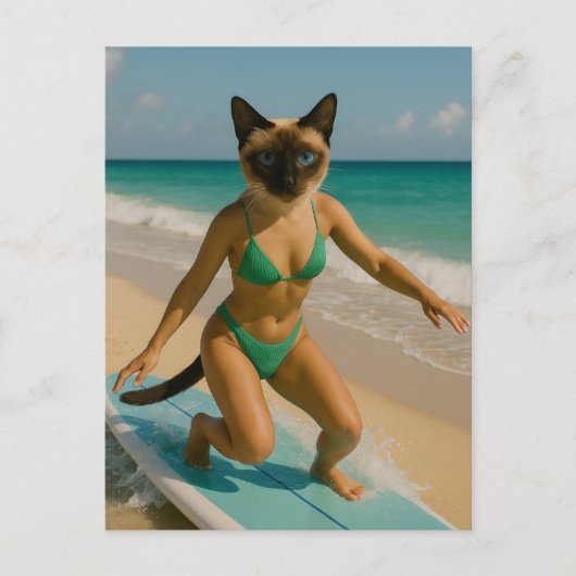 Surfing themed for Siamese Cat lovers ポストカード (正面)