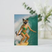 Surfing themed for Siamese Cat lovers ポストカード (スタンド正面)