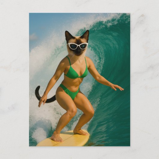 Surfing themed for Siamese Cat lovers ポストカード (正面)