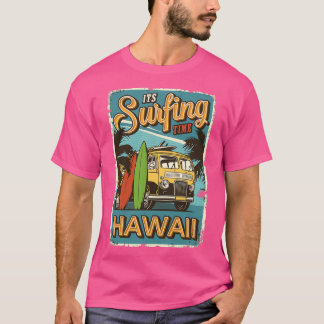 surfing time hawaii retro tシャツ