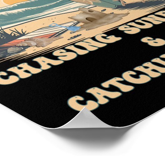 Surfing Waves Chasing Sunrises Surfers Summer  ポスター (角)