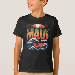 Surfing Witch on Broom Maui Hawaii Halloween Tシャツ