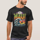 Surfing Witch on Broom Maui Hawaii Halloween  Tシャツ (正面)