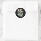 Surfosaurus Rex Funny Surfing Dinosaur  ラウンドシール (バッグ)