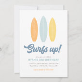 Surfsアップビーチ子供の誕生日パーティー 招待状 (正面)