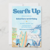 Surfsアップビーチ誕生日パーティーの招待 招待状 (正面)
