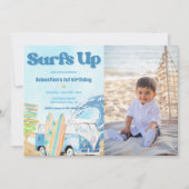 Surfsアップビーチ誕生日パーティー写真 招待状 (正面)