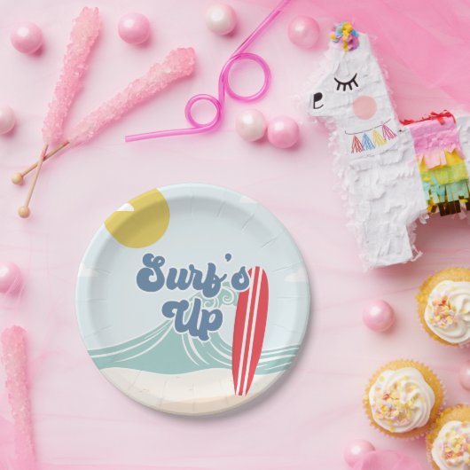 Surfsアップビーチ誕生日 ペーパープレート (パーティー)