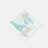 Surfsアップピンクビーチ誕生日紙プレート スタンダードカクテルナプキン (角)