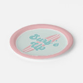 Surfsアップピンクビーチ誕生日紙プレート ペーパープレート (アングル)