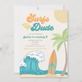 Surfsアップ誕生日招待状 |サーフィン招待状 招待状 (正面)