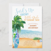 Surfs UpクルーLittle Dudeターニング2歳の誕生日 招待状 (正面)