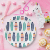 SURFS UPピンクのレトロビーチヴァンサーフボード紙Pla ペーパープレート (パーティー)