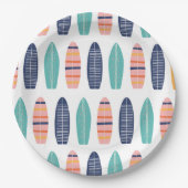 SURFS UPピンクのレトロビーチヴァンサーフボード紙Pla ペーパープレート (正面)