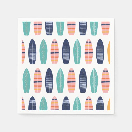 SURFS UPピンクレトロビーチヴァンサーフボード スタンダードカクテルナプキン (正面)