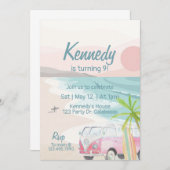 Surfs Up招待状、Surfパーティー、ルアウ(ハワイ式宴会)、ビーチ 招待状 (正面/裏面)