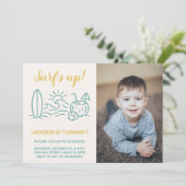Surf's Up編集可能誕生日招待状 招待状 (スタンド正面)