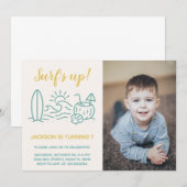 Surf's Up編集可能誕生日招待状 招待状 (正面/裏面)