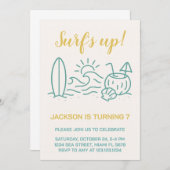Surf's Up編集可能誕生日招待状 招待状 (正面/裏面)