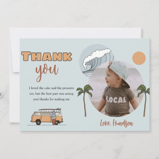 Surf's Up誕生日写真サンキューカード 招待状 (正面)