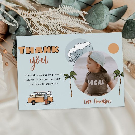 Surf's Up誕生日写真サンキューカード 招待状