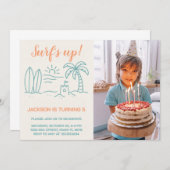 Surf's Up誕生日招待状（写真あり） 招待状 (正面/裏面)
