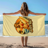 Surf's Up Bikini Pin-Up | Retro Surf Shop Graphic ビーチタオル