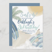 Surf's Up Birthday Partyへの招待 招待状 (正面/裏面)