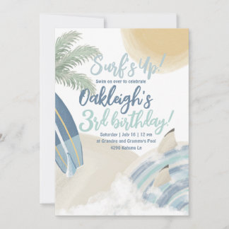 Surf's Up Birthday Partyへの招待 招待状