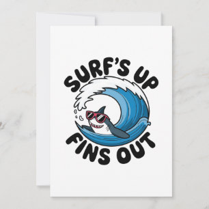 Surf's Up, Fins Out - クールサーフィンデザイン シーズンカード
