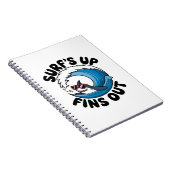 Surf's Up, Fins Out - クールサーフィンデザイン ノートブック (右側)