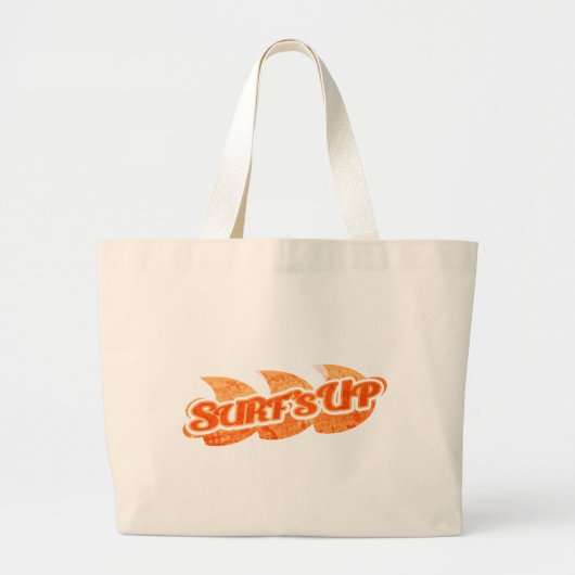 "Surf's Up" orange surfers tote bag ラージトートバッグ (正面)