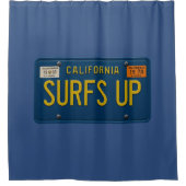 Surfs Up Retro 1969 California License Plate Surf シャワーカーテン (正面)