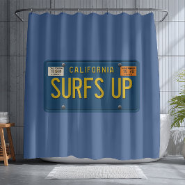 Surfs Up Retro 1969 California License Plate Surf シャワーカーテン