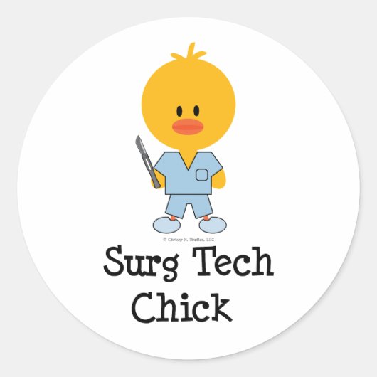 Surg Tech Chickスタンプ ラウンドシール (正面)