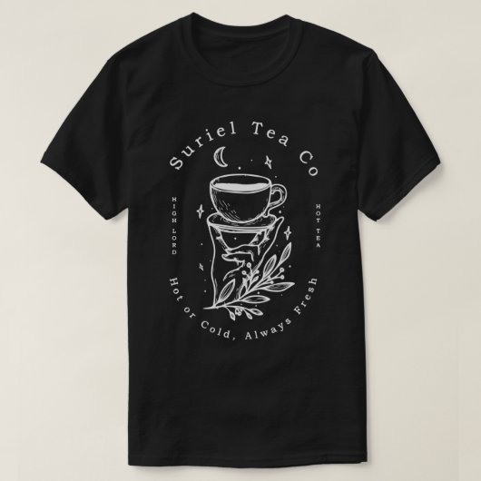 Suriel Tea Co Spill The Tea Mystical Book Flowers Tシャツ (デザイン正面)