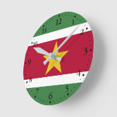 Suriname Flag ラウンド壁時計 (傾斜)