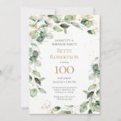 Surprise 100th Birthday Eucalyptus Card Request 招待状 (正面)