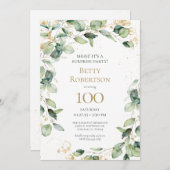 Surprise 100th Birthday Eucalyptus Card Request 招待状 (正面/裏面)