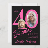 Surprise 40 modern 2 photo 40th birthday  招待状 (正面)