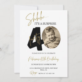 Surprise 40th Birthday Invitation Photo Adult Bday 招待状