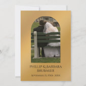 Surprise 50th Anniversary Simple Gold Heart Photo 招待状 (裏面)