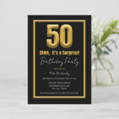 Surprise 50th Birthday Party Gold and Black 50 招待状 (スタンド正面)